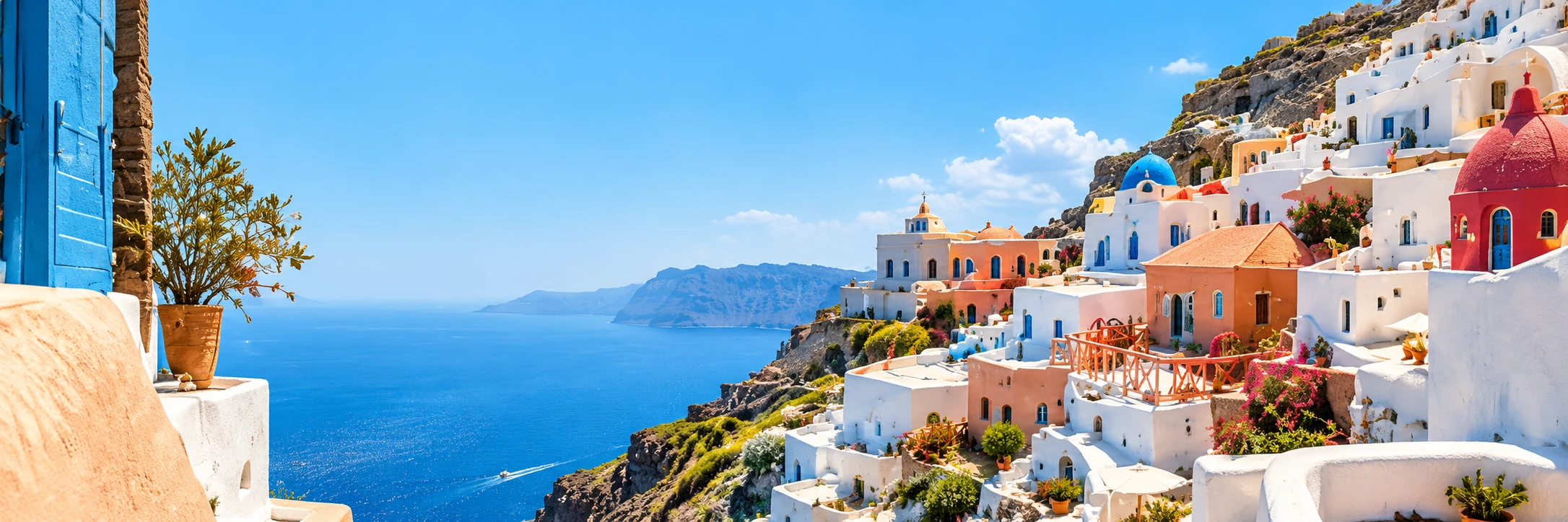 Santorini rooftops overlooking the sea